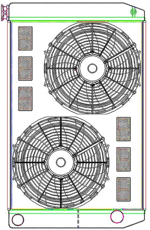 MegaCool ComboUnit Universal Fit Radiator and Fan Dual Pass Crossflow Design 31" x 19" with Straight Outlet