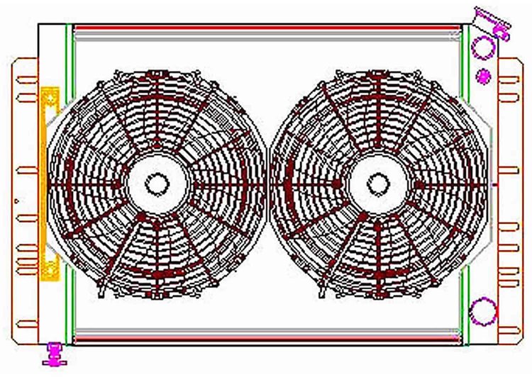 PerformanceFit Radiator ComboUnit 1960-1988 Chrysler/Mopar A, B & E Body for LS Swap with Transmission Cooler