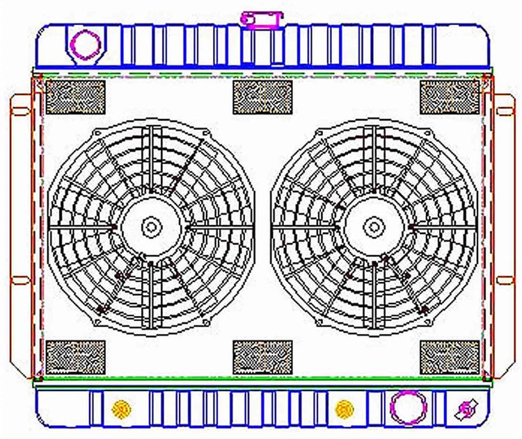 ExactFit Radiator ComboUnit for 1969-1970 Belair/Biscayne/Brookwood/Caprice/Impala/Kingswood/Townsman with Transmission Cooler