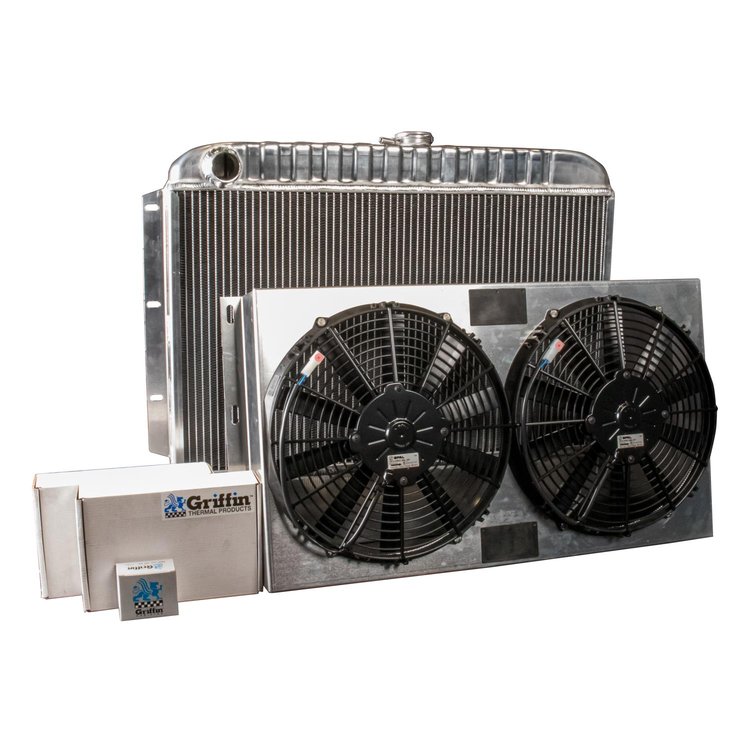 PerformanceFit Radiator ComboUnit for 1959-1963 Chevy Impala with Steering Box Knock out & Transmission Cooler