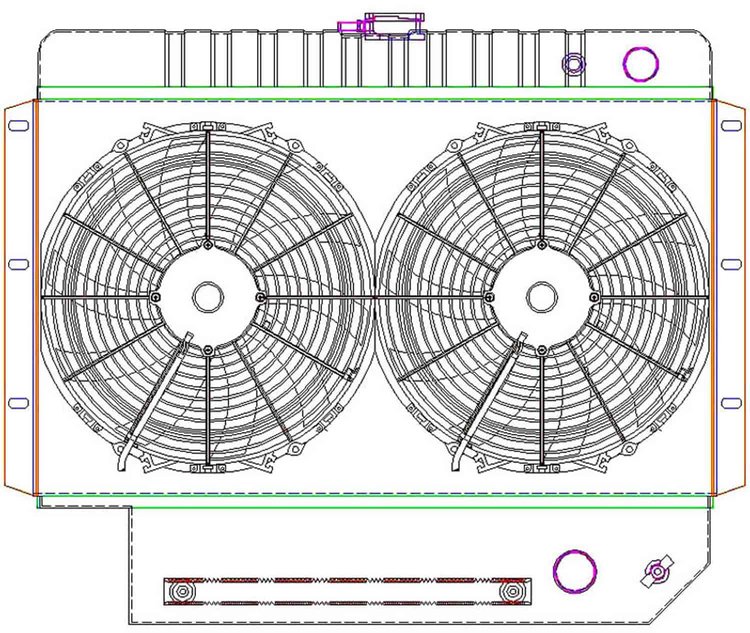 PerformanceFit Radiator ComboUnit for 1959-1963 Chevy Impala LS Swap with Steering Box Knock out & Transmission Cooler