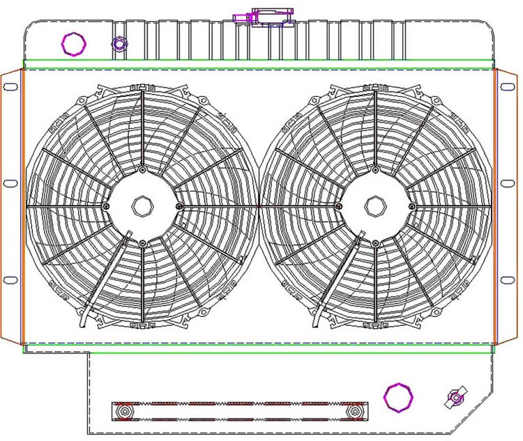 PerformanceFit Radiator ComboUnit for 1959-1963 Chevy Impala LS3 Swap with Steering Box Knock out & Transmission Cooler