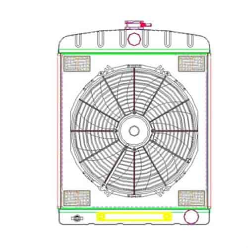 Universal Street Rod Radiator ComboUnit 19" x 24" with Transmission Cooler