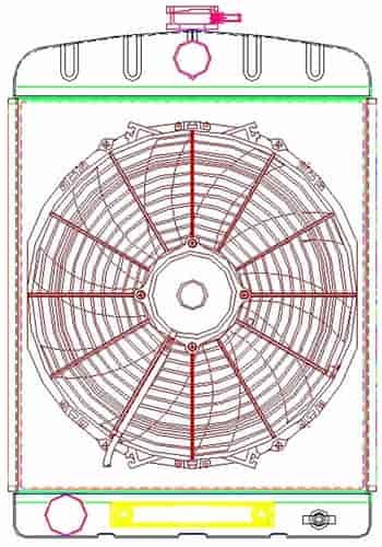 Universal Street Rod Radiator ComboUnit 16" x 22" with Transmission Cooler
