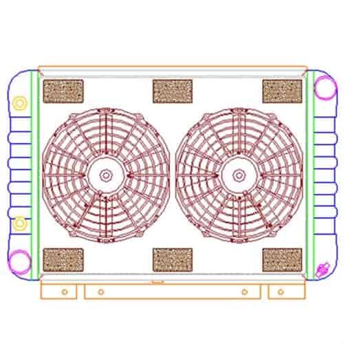 ExactFit Radiator ComboUnit for 1964-1966 Ford Thunderbird with 1.75" Radiator Inlet & Outlet