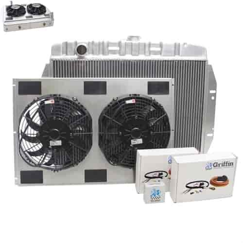 PerformanceFit Radiator ComboUnit for 1973-1986 Jeep CJ Chevy V8 Swap with Transmission Cooler