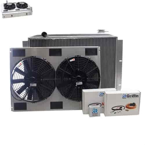 PerformanceFit Radiator ComboUnit for 1973-1986 Jeep CJ Chevy V8 Swap with Transmission Cooler