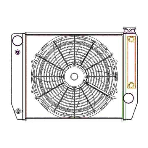 ClassicCool ComboUnit Universal Fit Radiator and Fan Single Pass Crossflow Design 22" x 15.50" for HEMI Swap with Cooler