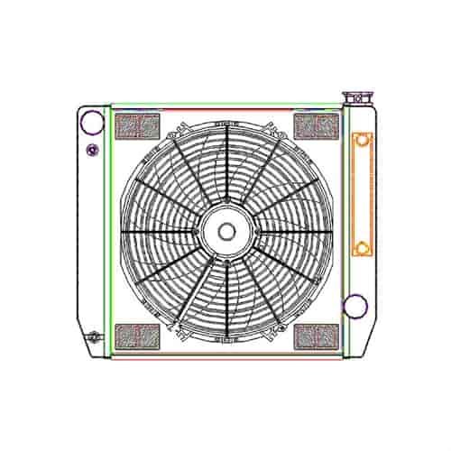ClassicCool ComboUnit Universal Fit Radiator and Fan Single Pass Crossflow Design 22" x 19" for HEMI Swap with Cooler
