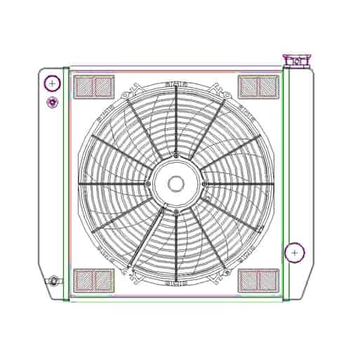 ClassicCool ComboUnit Universal Fit Radiator and Fan Single Pass Crossflow Design 22" x 19" for LS Swap
