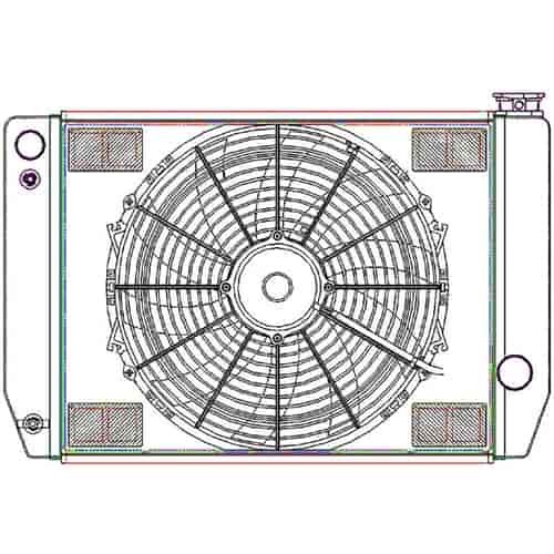 ClassicCool ComboUnit Universal Fit Radiator and Fan Single Pass Crossflow Design 24" x 15.50" for HEMI Swap