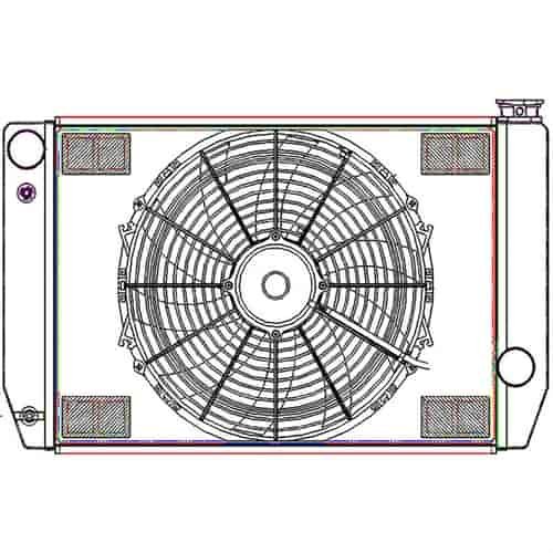 ClassicCool ComboUnit Universal Fit Radiator and Fan Single Pass Crossflow Design 26" x 15.50" for HEMI Swap