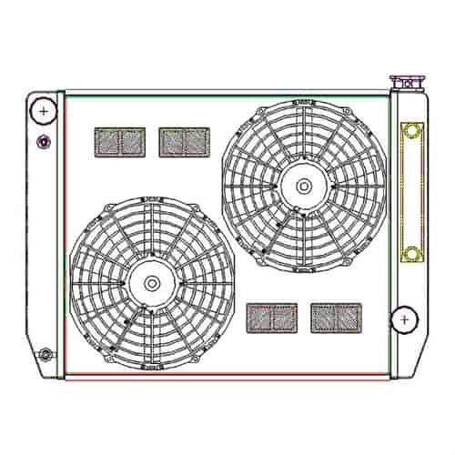 ClassicCool ComboUnit Universal Fit Radiator and Fan Single Pass Crossflow Design 26" x 19" for HEMI Swap with Cooler