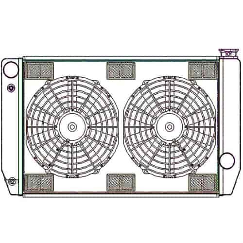 ClassicCool ComboUnit Universal Fit Radiator and Fan Single Pass Crossflow Design 27.50" x 15.50" for HEMI Swap