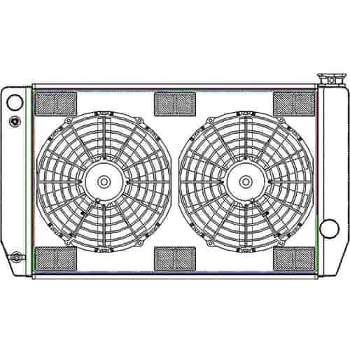 ClassicCool ComboUnit Universal Fit Radiator and Fan Single Pass Crossflow Design 27.50" x 15.50" for LS Swap