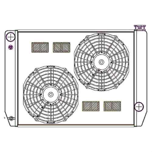 ClassicCool ComboUnit Universal Fit Radiator and Fan Single Pass Crossflow Design 27.50" x 15.50" for HEMI Swap