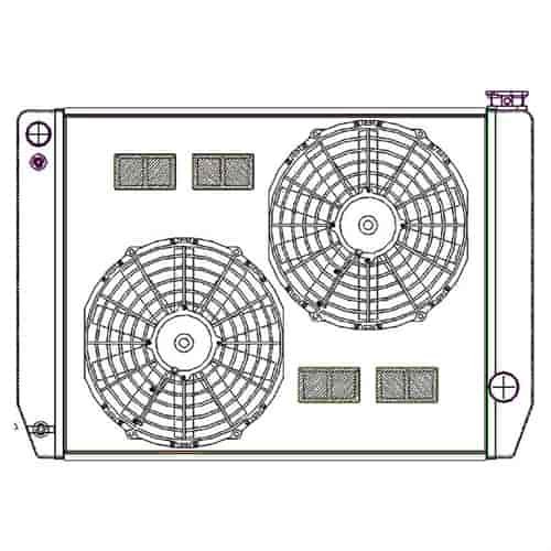 ClassicCool ComboUnit Universal Fit Radiator and Fan Single Pass Crossflow Design 27.50" x 19" for LS Swap