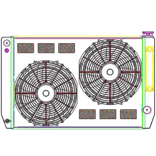 ClassicCool ComboUnit Universal Fit Radiator and Fan Single Pass Crossflow Design 31" x 19" for LS Swap with Cooler