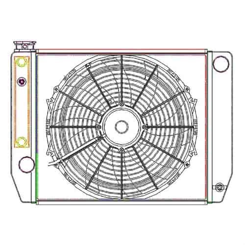 ClassicCool ComboUnit Universal Fit Radiator and Fan Single Pass Crossflow Design 22" x 15.50" with Steam Fitting & Cooler