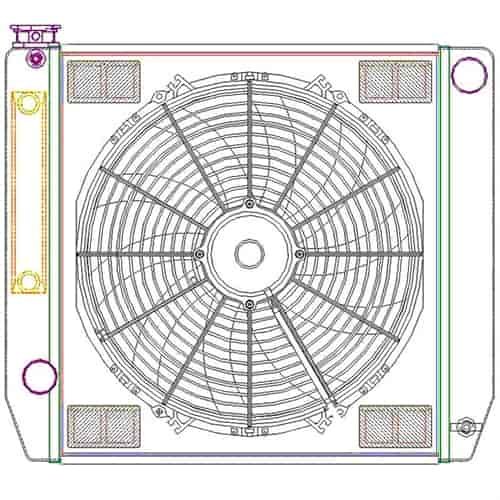 ClassicCool ComboUnit Universal Fit Radiator and Fan Single Pass Crossflow Design 22" x 19" with Steam Fitting & Cooler