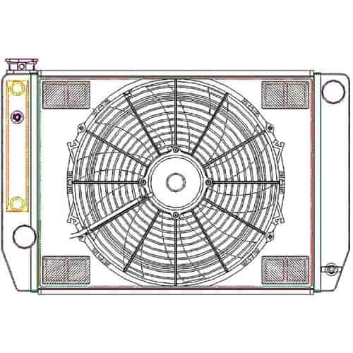 ClassicCool ComboUnit Universal Fit Radiator and Fan Single Pass Crossflow Design 24" x 15.50" with Steam Fitting & Cooler