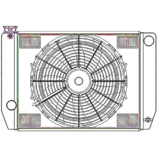 ClassicCool ComboUnit Universal Fit Radiator and Fan Single Pass Crossflow Design 24" x 15.50" with Steam Fitting