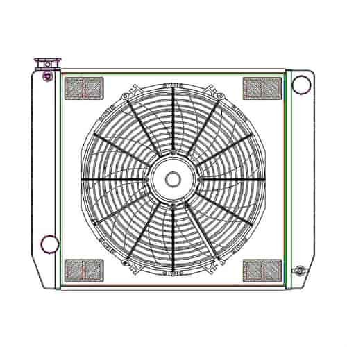 ClassicCool ComboUnit Universal Fit Radiator and Fan Single Pass Crossflow Design 24" x 19" with Steam Fitting