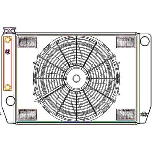 ClassicCool ComboUnit Universal Fit Radiator and Fan Single Pass Crossflow Design 26" x 15.50" with Steam Fitting & Cooler