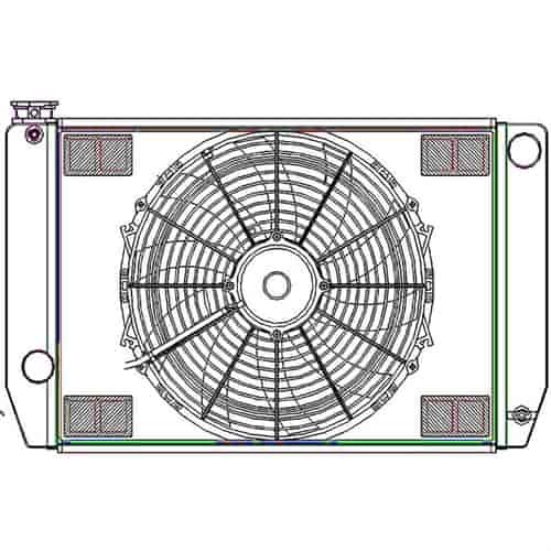 ClassicCool ComboUnit Universal Fit Radiator and Fan Single Pass Crossflow Design 26" x 15.50" with Steam Fitting