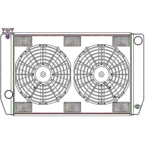 ClassicCool ComboUnit Universal Fit Radiator and Fan Single Pass Crossflow Design 27.50" x 15.50" with Steam Fitting