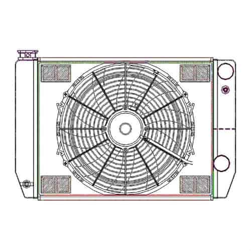 ClassicCool CombuUnit Universal Fit Radiator and Fan Dual Pass Crossflow Design 24" x 15.50" for HEMI Swap