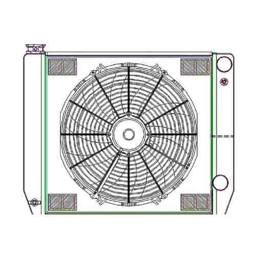 ClassicCool CombuUnit Universal Fit Radiator and Fan Dual Pass Crossflow Design 24" x 19" for HEMI Swap