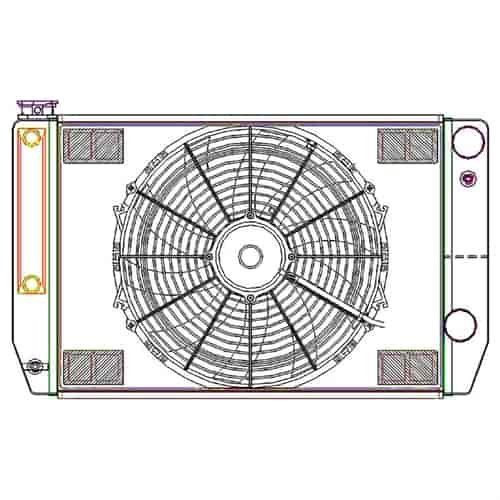 ClassicCool CombuUnit Universal Fit Radiator and Fan Dual Pass Crossflow Design 26" x 15.50" for HEMI Swap with Cooler
