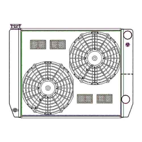 ClassicCool CombuUnit Universal Fit Radiator and Fan Dual Pass Crossflow Design 26" x 19" for HEMI Swap