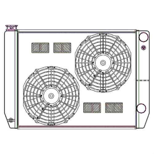 ClassicCool CombuUnit Universal Fit Radiator and Fan Dual Pass Crossflow Design 27.50" x 19" for HEMI Swap