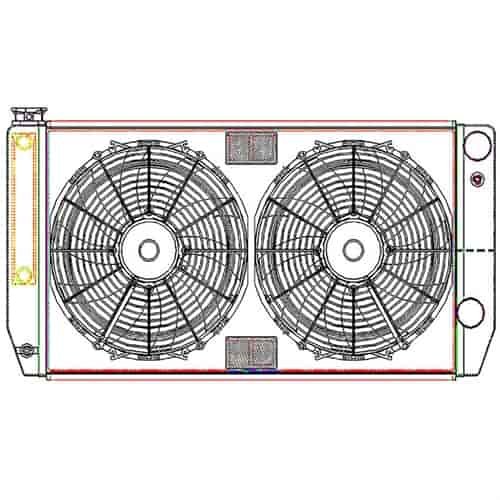 ClassicCool CombuUnit Universal Fit Radiator and Fan Dual Pass Crossflow Design 31" x 15.50" for HEMI Swap with Cooler