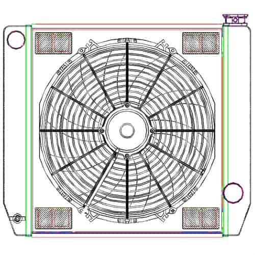 MegaCool ComboUnit Universal Fit Radiator and Fan Single Pass Crossflow Design 22" x 19" for LS Swap