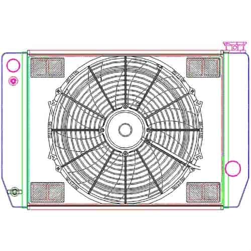 MegaCool ComboUnit Universal Fit Radiator and Fan Single Pass Crossflow Design 24" x 15.50" for LS Swap