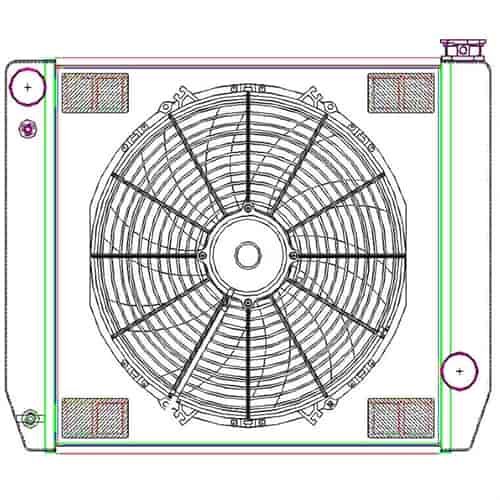 MegaCool ComboUnit Universal Fit Radiator and Fan Single Pass Crossflow Design 24" x 19" for HEMI Swap