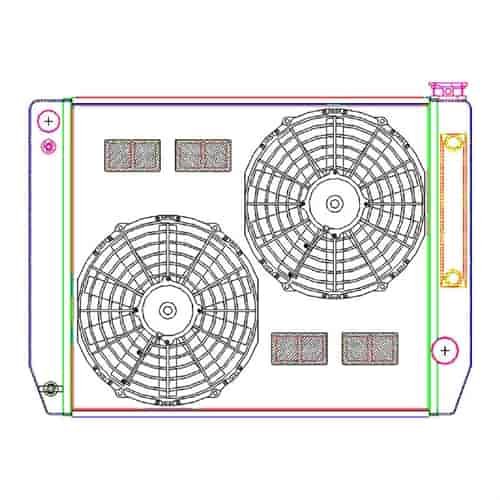 MegaCool ComboUnit Universal Fit Radiator and Fan Single Pass Crossflow Design 26" x 19" for LS Swap with Cooler