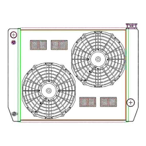 MegaCool ComboUnit Universal Fit Radiator and Fan Single Pass Crossflow Design 26" x 19" for LS Swap