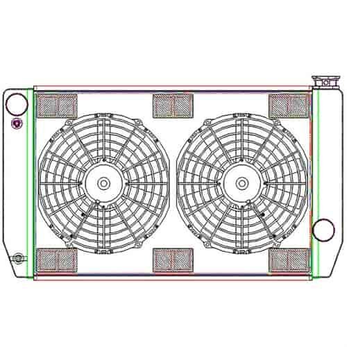 MegaCool ComboUnit Universal Fit Radiator and Fan Single Pass Crossflow Design 27.50" x 15.50" for HEMI Swap