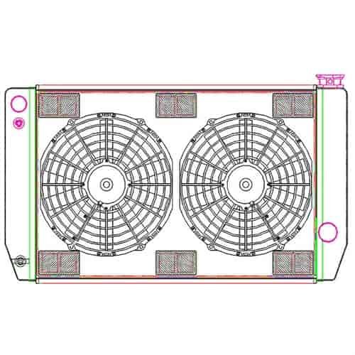 MegaCool ComboUnit Universal Fit Radiator and Fan Single Pass Crossflow Design 27.50" x 15.50" for LS Swap