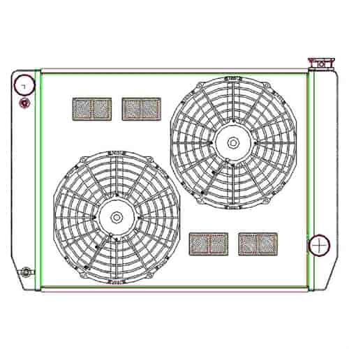 MegaCool ComboUnit Universal Fit Radiator and Fan Single Pass Crossflow Design 27.50" x 19" for HEMI Swap