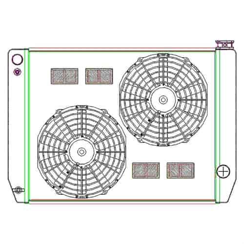 MegaCool ComboUnit Universal Fit Radiator and Fan Single Pass Crossflow Design 27.50" x 19" for LS Swap