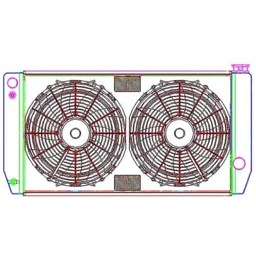 MegaCool ComboUnit Universal Fit Radiator and Fan Single Pass Crossflow Design 31" x 15.50" for LS Swap