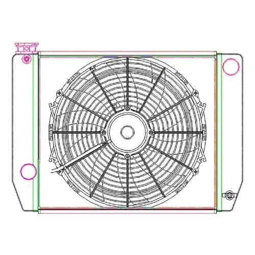 MegaCool ComboUnit Universal Fit Radiator and Fan Single Pass Crossflow Design 22" x 15.50" with Steam Fitting