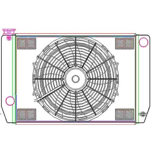 MegaCool ComboUnit Universal Fit Radiator and Fan Single Pass Crossflow Design 26" x 15.50" with Steam Fitting