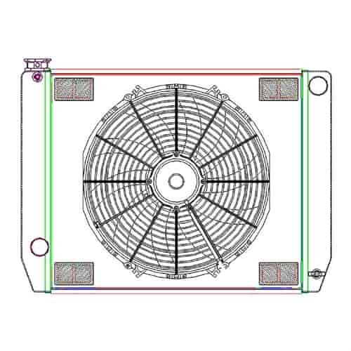MegaCool ComboUnit Universal Fit Radiator and Fan Single Pass Crossflow Design 26" x 19" with Steam Fitting