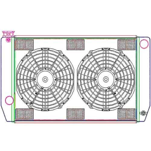 MegaCool ComboUnit Universal Fit Radiator and Fan Single Pass Crossflow Design 27.50" x 15.50" with Steam Fitting